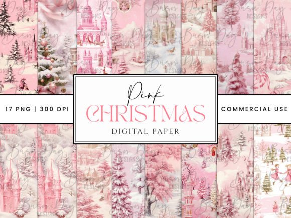 Download Pink Christmas Digital Paper Printable - Christmas Collection