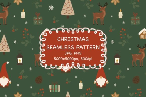 Download Christmas Seamless Pattern Gnomes &amp; Deer - Christmas Collection