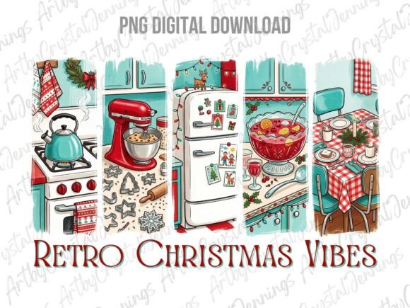 Download Retro Christmas Kitchen Brushstroke PNG - Christmas Collection
