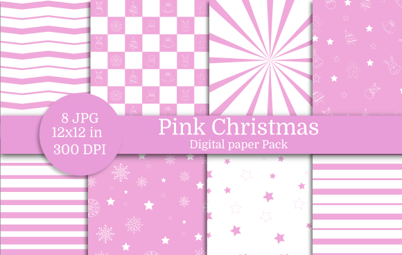 Download Pink Christmas Digital Paper - Christmas Collection
