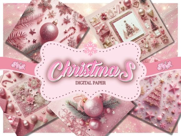 Download 31 Pink Christmas Digital Paper Bundle - Christmas Collection