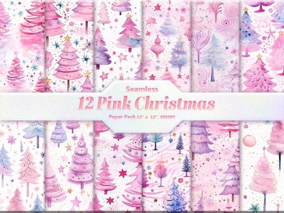 Download Pink Christmas Digital Paper Pack - Christmas Collection