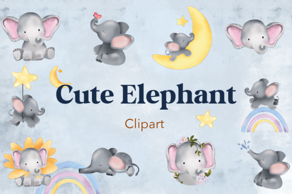 Download Cute Elephant Clipart Free - Premium Bundle