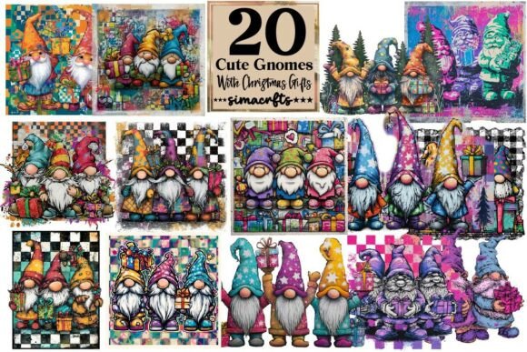 Download Cute Gnomes with Christmas Gifts PNG - Christmas Collection