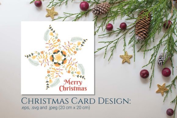 Download Snow Christmas Card Design with Folk Art - Christmas Collection