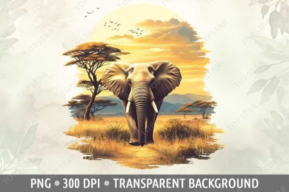 Download African Elephant PNG Clipart in Savanna - Premium Bundle
