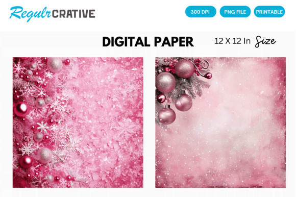 Download Printable Pink Christmas Digital Paper - Christmas Collection