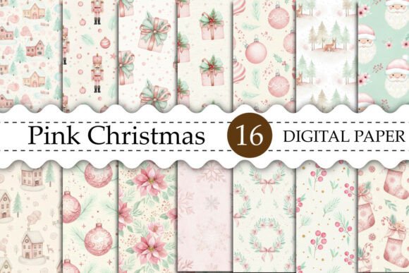 Download Pink Christmas Digital Paper - Christmas Collection