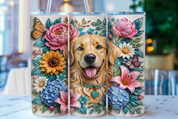 Download 3D Floral Dog Tumbler Wrap Sublimation - Tumbler wrap sublimation Collection