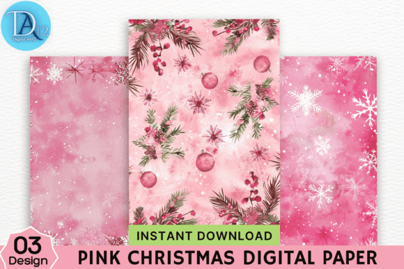 Download Pink Christmas Digital Paper - Christmas Collection