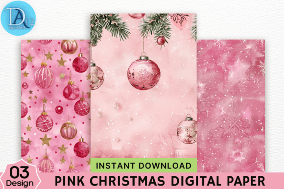 Download Pink Christmas Digital Paper - Christmas Collection