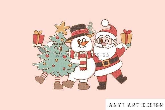 Download Retro Christmas Friends PNG - Christmas Collection