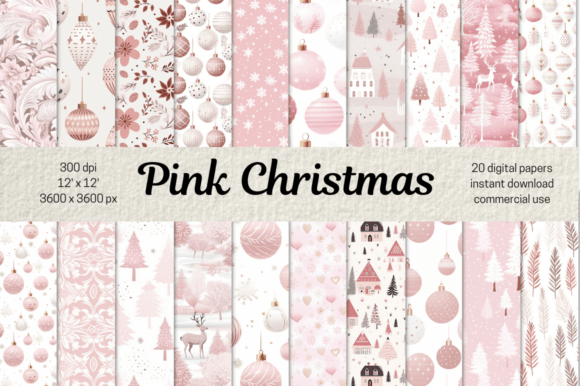 Download Pink Christmas Digital Paper Background - Christmas Collection