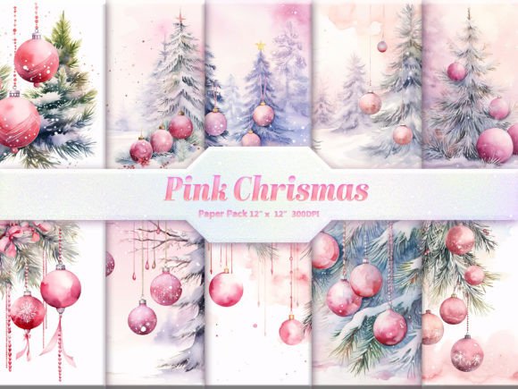 Download Pink Christmas Digital Paper Pack - Christmas Collection