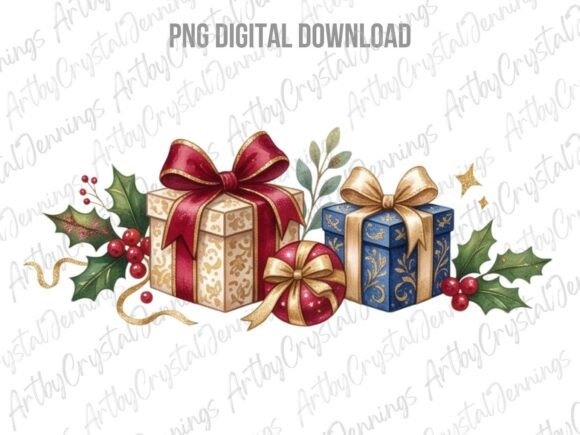 Download Christmas Presents Watercolor Gifts PNG - Christmas Collection