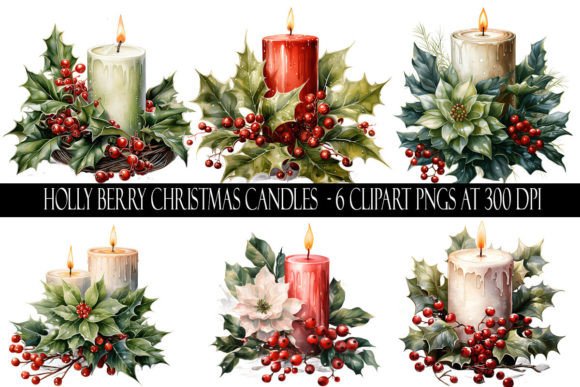 Download Holly Berry Christmas Candle Clipart - Christmas Collection