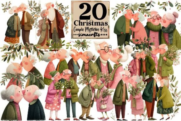 Download Christmas Couple Clipart Mistletoe Kiss - Christmas Collection