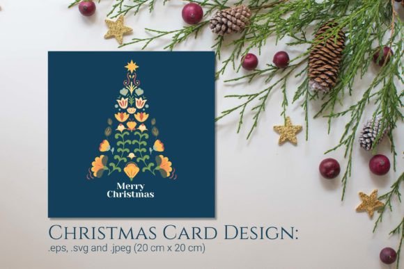 Download Christmas Tree Card with Folk Art Motifs - Christmas Collection