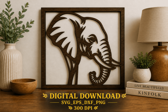 Download Elephant Head Wall Art SVG Laser Cut Fil - Premium Resources