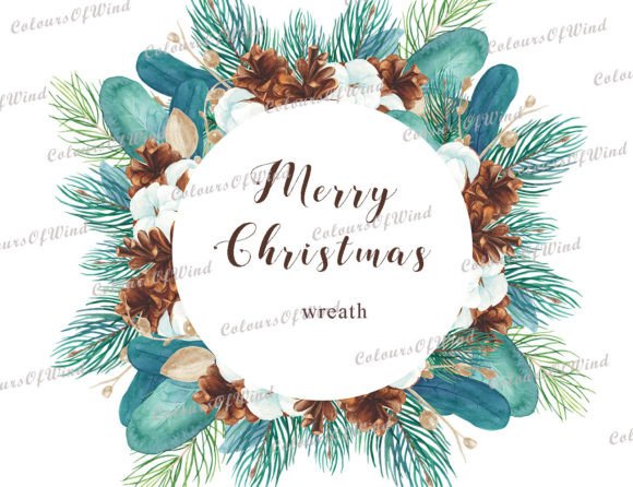 Download Watercolor Christmas Round Wreath PNG - Christmas Collection