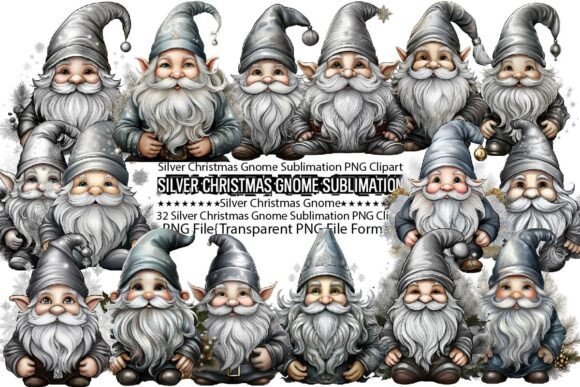 Download Silver Christmas Gnome Sublimation - Christmas Collection