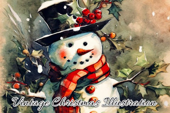 Download Vintage Christmas Card Illustration V - Christmas Collection